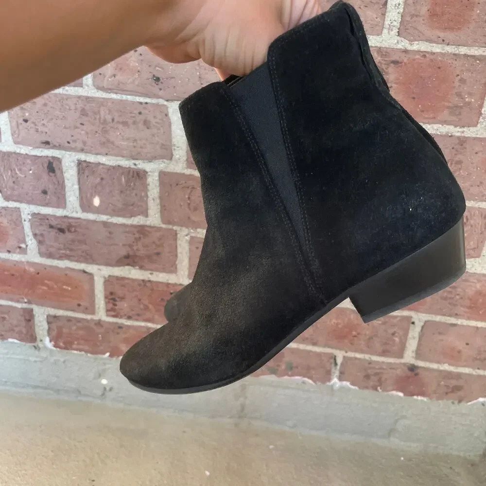 Isabel Marant Etoile Patsha Black Suede Ankle Boots Booties Side Zip Western 38 - Picture 9 of 14